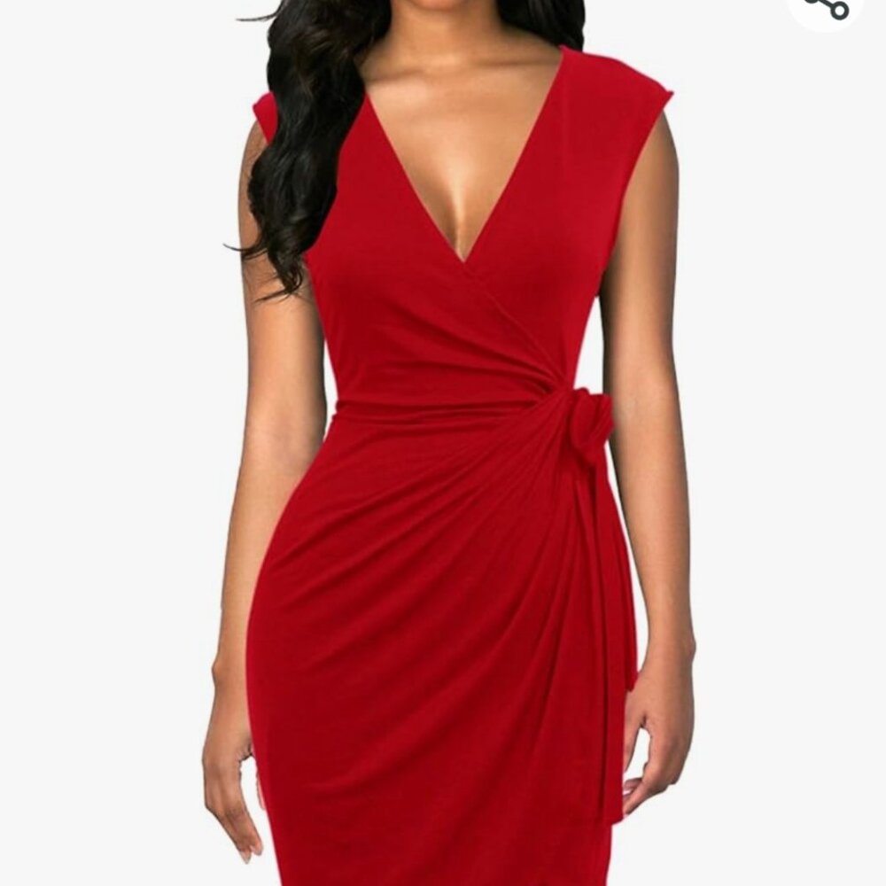 Red Dress - V Lined Neck